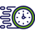 Icon with Clock in green and blue